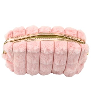 Kosmetyczka Pluszowa Z Uchwytem Pojemna Różowa 20cm LEAN