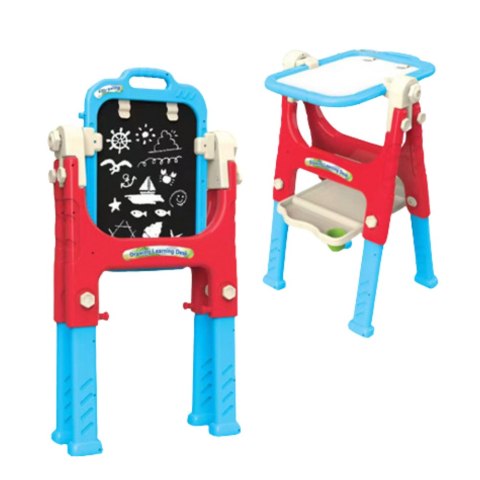 Tablica Edukacyjna 5w1 Z Krzesełkiem Wielofunkcyjna Akcesoria Niebieska LEAN Toys