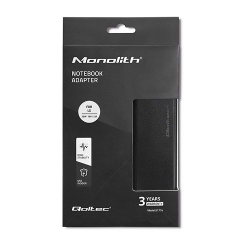 Zasilacz do monitora LG | 25W | 19V | 1.3A | 6.5*4.4 |+ kabel zasilający Qoltec