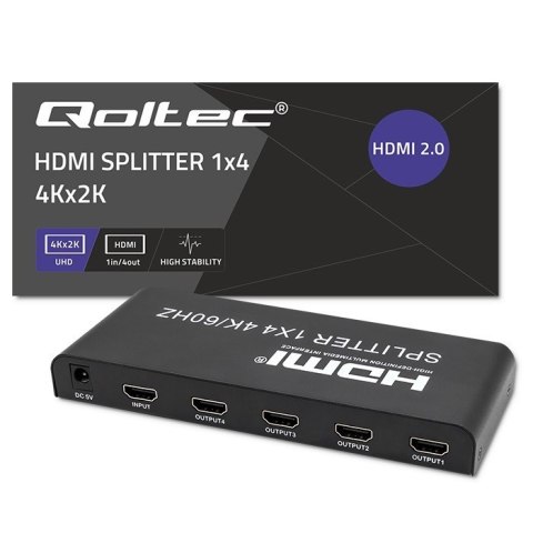 Aktywny rozdzielacz Splitter 4 x HDMI 4K x 2K | 6Gb/s | 60Hz Qoltec