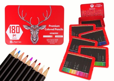 Zestaw Małego Artysty W Metalowym Pojemniku Kredki 180szt. LEAN