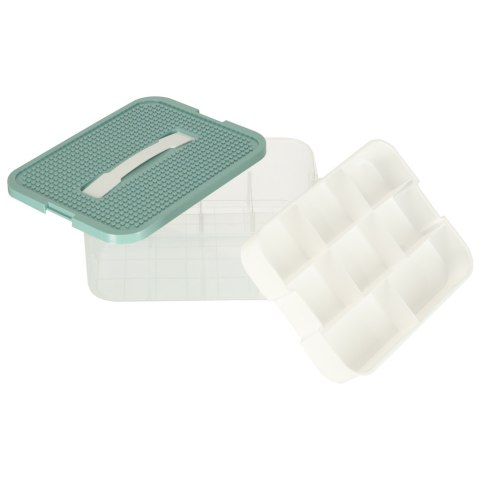 Organizer pudełko pojemnik na klocki zabawki drobiazgi z pokrywą przegródkami Kik Sp. z o. o. Sp. k.