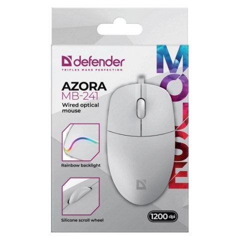 Mysz przewodowa AZORA MB-241 1200 DPI biała podświetlenie Defender