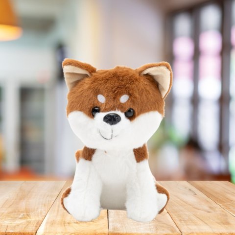 Pluszowa Maskotka Przytulanka Mały Piesek Shiba Inu Biało Brązowy 20cm LEAN Toys