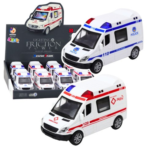 Wóz Policyjny Karetka Ambulans Otwierane Drzwi Napęd Światła Dźwięki Mix LEAN Toys