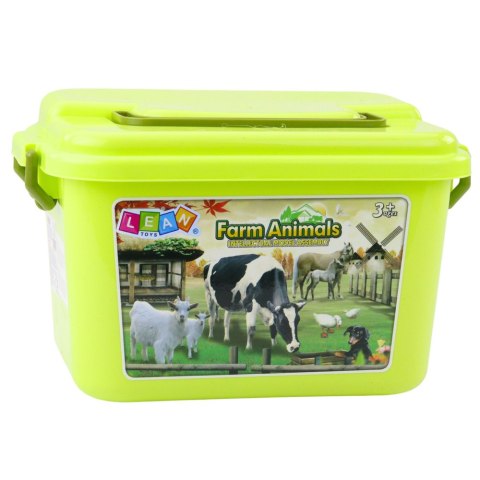 Zestaw Figurek Zwierzęta Zagroda Rośliny Drzewa Kuferek 57el LEAN Toys