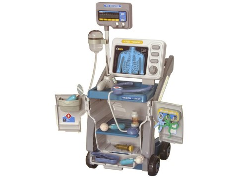 Zestaw Małego Doktora Wózek Medyczny RTG EKG Światła Różowy 16 el. LEAN Toys