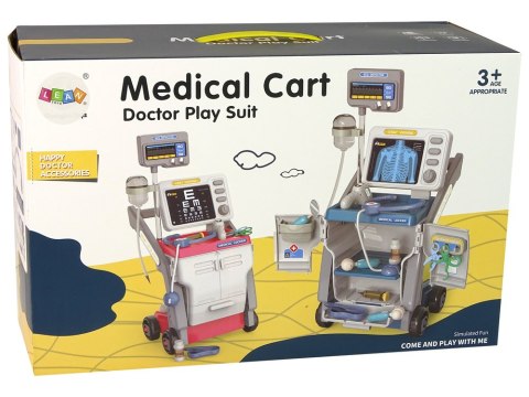 Zestaw Małego Doktora Wózek Medyczny RTG EKG Światła Różowy 16 el. LEAN Toys