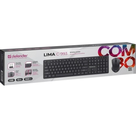 Zestaw klawiatura + mysz LIMA C-993 RF bezprzewodowa Defender