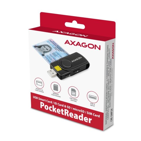 CRE-SMP2A Czytnik kart identyfikacyjnych & SD/microSD/SIM card PocketReader USB AXAGON