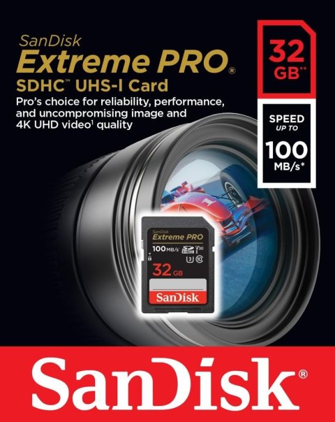 Karta pamięci Extreme Pro SDHC 32GB 100/90 MB/s V30 UHS-I U3 SanDisk