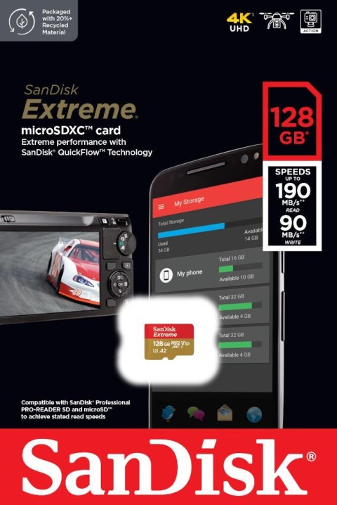 Karta pamięci Extreme microSDXC 128GB 190/90 MB/s A2 V30 U3 SanDisk