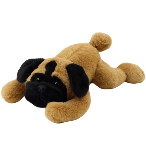Pluszowa Maskotka Przytulanka Pies Mops Leżący Brązowy 40cm LEAN Toys