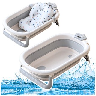 Wanienka Z Termometrem Dla Niemowląt Składana Materac W Gwiazdki Szara LEAN