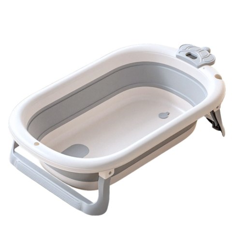 Wanienka Z Termometrem Dla Niemowląt Składana Materac W Gwiazdki Szara LEAN