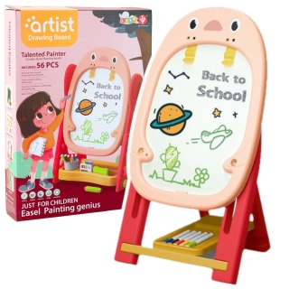 Tablica Magnetyczna Dwustronna Pingwin Zestaw Gier Akcesoria 56el Różowa LEAN Toys