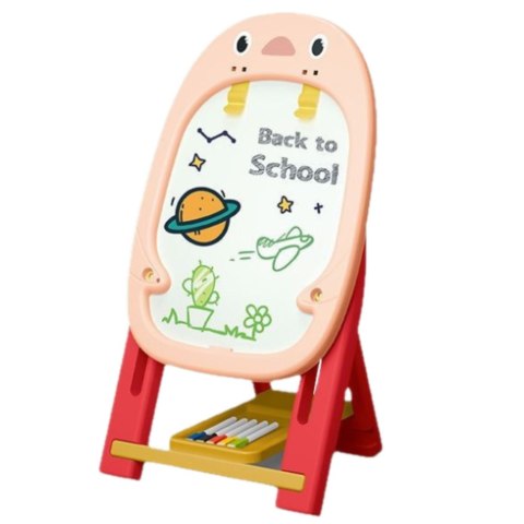 Tablica Magnetyczna Dwustronna Pingwin Zestaw Gier Akcesoria 56el Różowa LEAN Toys