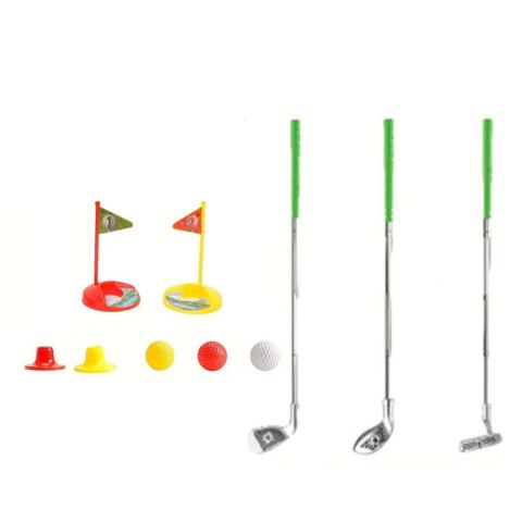 Zestaw Golfowy Dla Dzieci Kije Piłeczki Flagi Podstawki 48el LEAN Toys