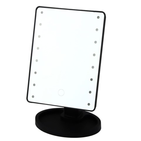 Lusterko Kosmetyczne 16 Diod LED Z Podstawką Regulacja Czarne LEAN