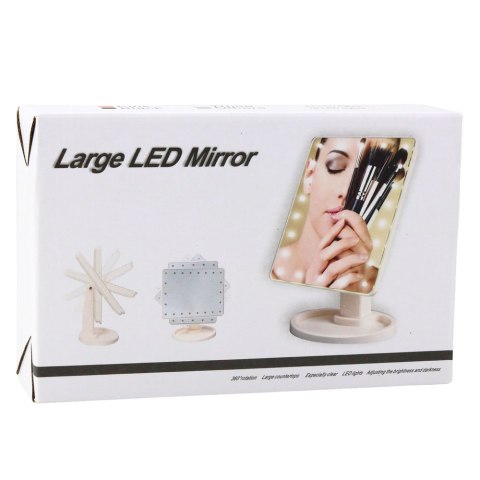 Lusterko Kosmetyczne 16 Diod LED Z Podstawką Regulacja Czarne LEAN