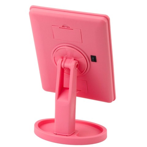 Lusterko Kosmetyczne 16 Diod LED Z Podstawką Regulacja Różowe LEAN Toys