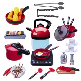 Zestaw Kuchenny Garnki Jedzenie Płyta Na Baterie Akcesoria 36el LEAN Toys