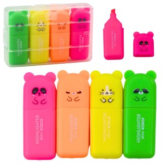 Zestaw Mini Zakreślacze Misie Kolorowe Plastikowe Etui 5szt LEAN