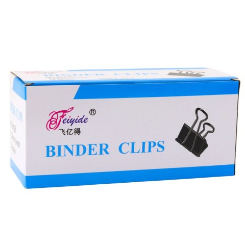Zestaw Uniwersalne Klipsy Biurowe Stal Sprężynowa Czarny 51mm 12szt LEAN