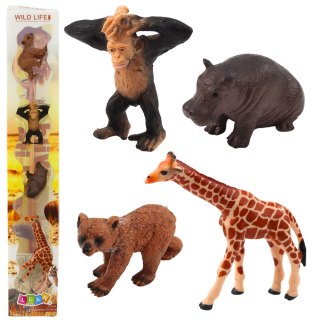 Zestaw Mini Figurki Dzikie Zwierzęta Szympans Żyrafa 6-9cm 4szt LEAN Toys