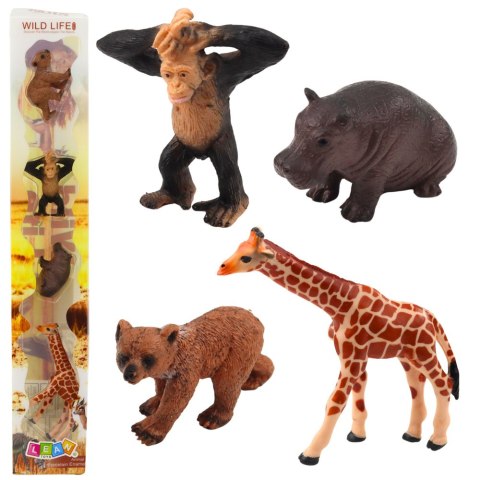 Zestaw Mini Figurki Dzikie Zwierzęta Szympans Żyrafa 6-9cm 4szt LEAN Toys
