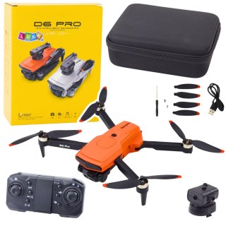Dron D6 PRO Podwójna Kamera HD Światła LED Pomarańczowy LEAN Toys