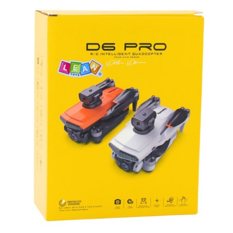 Dron D6 PRO Podwójna Kamera HD Światła LED Pomarańczowy LEAN Toys