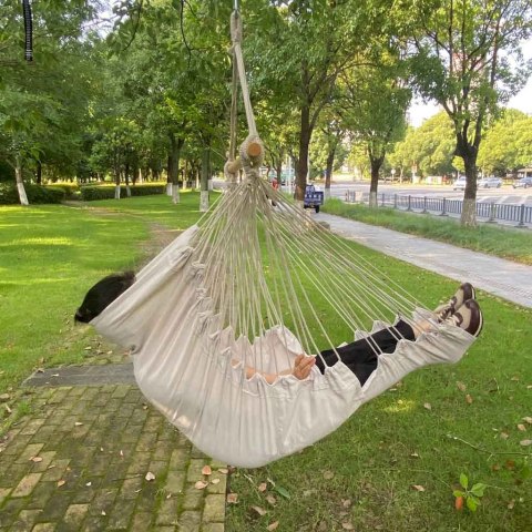 Krzesło brazylijskie z podnóżkiem leżak wiszący huśtawka 130cm beż Kik Sp. z o. o. Sp. k.