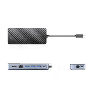 Hub stacja dokująca OM28PR-G2 z kieszenią na dysk M.2 USB-C - USB-A USB-C HDMI Ethernet - czarna ORICO