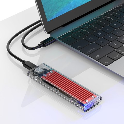 Kieszeń obudowa na dysk TCM2-C3 M.2 NVME na USB-C 10Gb/s - czerwono-przezroczysta ORICO