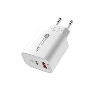 Ładowarka sieciowa 20W USB-A USB-C z kablem USB-C - iPhone Lightning 1m - biała HURTEL