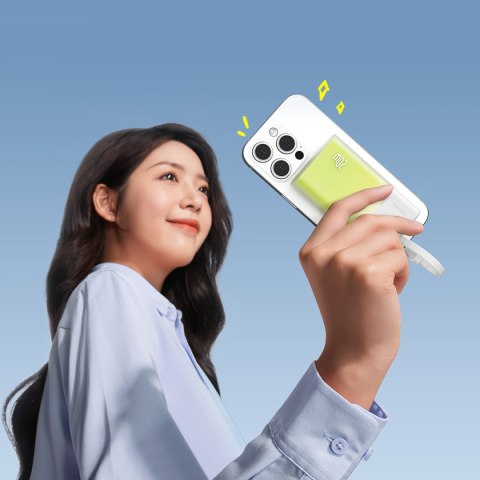 Powerbank Popsicle 5200mAh 20W z kablem Lightning 60W/20V/3A/30cm - biało-zielony BASEUS