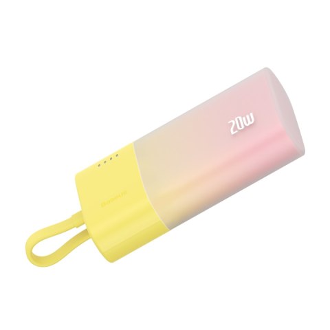 Powerbank Popsicle 5200mAh 20W z kablem Lightning 60W/20V/3A/30cm - zółto-różowy BASEUS