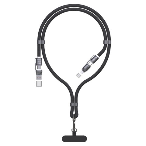 4w1 Kabel przewód smycz USB-A / USB-C / iPhone Lightning PD QC 65W 1.5m - czarny DUDAO