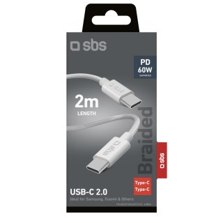 Kabel przewód PD USB-C 60W 2m - szary SBS
