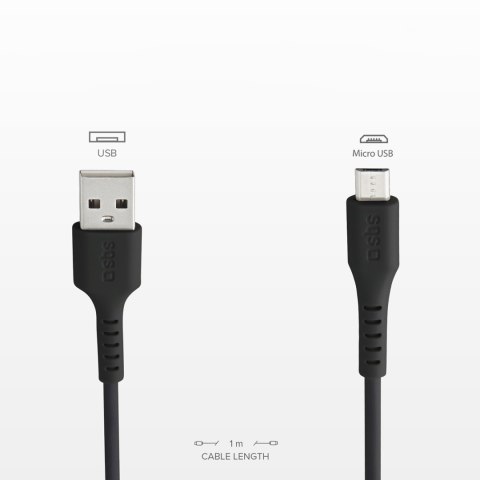 Kabel przewód USB-A - Micro-USB 1m - czarny SBS