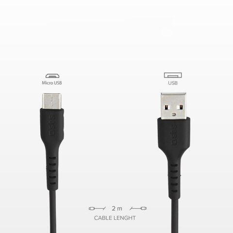 Kabel przewód USB-A - Micro-USB 2m - czarny SBS