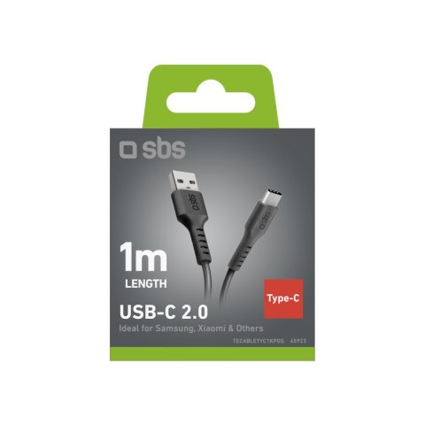 Kabel przewód USB-A - USB-C 1m - czarny SBS