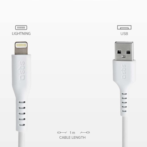 Kabel przewód USB-A - iPhone Lightning - biały SBS