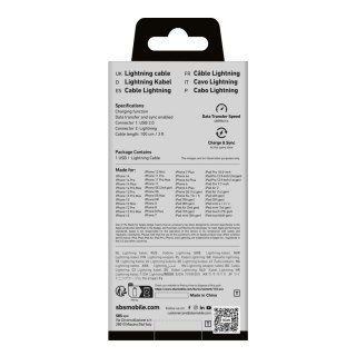 Kabel przewód USB-A - iPhone Lightning - niebieski SBS