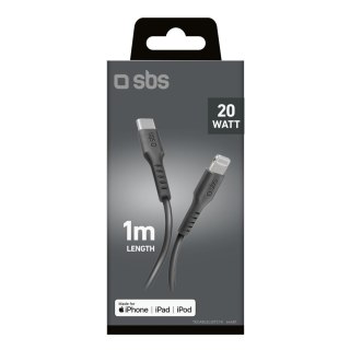Kabel przewód USB-C - iPhone Lightning 1m - czarny SBS