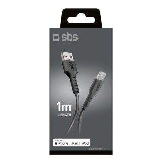 Kabel przewód z certyfikatem MFi USB-A - iPhone Lightning 1m - czarny SBS