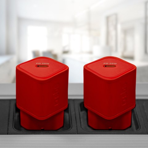 Ładowarka sieciowa GaN z Power Delivery 20W - czerwona SBS
