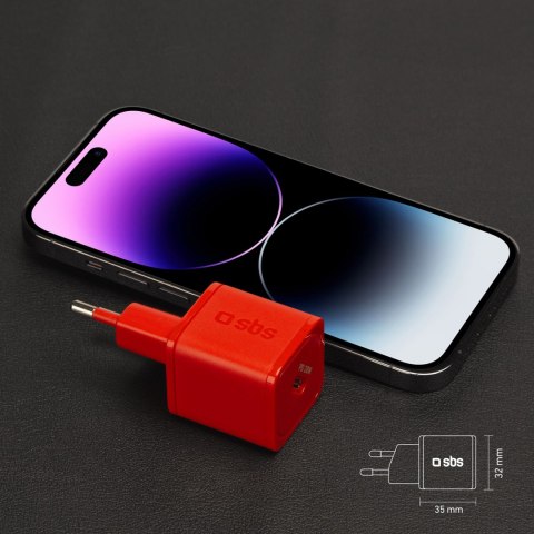 Ładowarka sieciowa GaN z Power Delivery 20W - czerwona SBS
