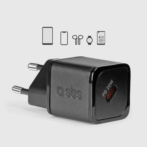 Ładowarka sieciowa Power Delivery GaN USB-C 20W - czarna SBS